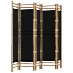 Berkfield Home Folding 5-Panel Room Divider 200 cm Bamboo & Canvas in Black - thumbnail 1