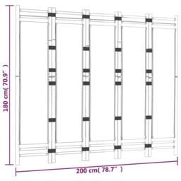 Berkfield Home Folding 5-Panel Room Divider 200 cm Bamboo & Canvas in Black - thumbnail 9