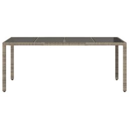 Berkfield Home Garden Table with Glass Top Grey 190x90x75 cm Poly Rattan - Size: 190 x 90 x 75 cm - thumbnail 4
