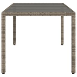 Berkfield Home Garden Table with Glass Top Grey 190x90x75 cm Poly Rattan - Size: 190 x 90 x 75 cm - thumbnail 5