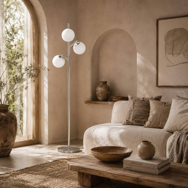 Wyld Haus Kaniri 3 Light Silver Tree Floor Lamp Globe Shades - image 1