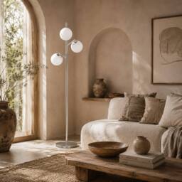 Wyld Haus Kaniri 3 Light Silver Tree Floor Lamp Globe Shades - thumbnail 1