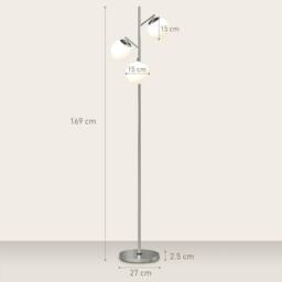 Wyld Haus Kaniri 3 Light Silver Tree Floor Lamp Globe Shades - thumbnail 4