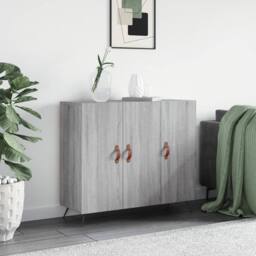 Berkfield Home Sideboard Grey Sonoma 90x34x80 cm Engineered Wood - Size: 90 x 34 x 80 cm - thumbnail 2