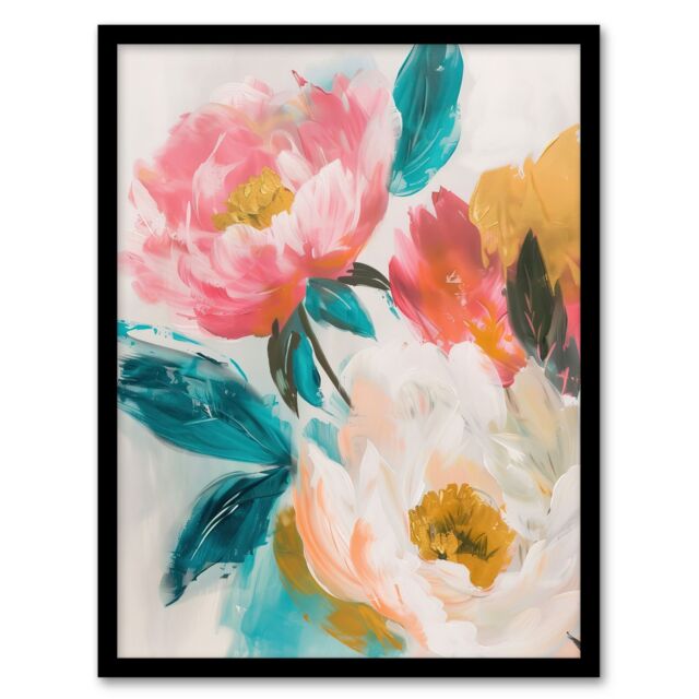"Artery8 Soft Blushing Peonies Painting Floral Bouquet Framed Art Print in Pink - Size: W12"" x H16""" - image 1
