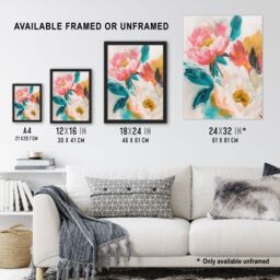 "Artery8 Soft Blushing Peonies Painting Floral Bouquet Framed Art Print in Pink - Size: W12"" x H16""" - thumbnail 3
