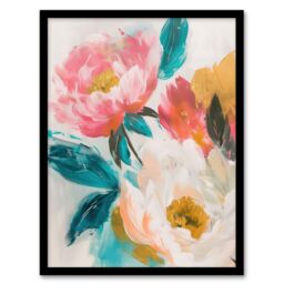 "Artery8 Soft Blushing Peonies Painting Floral Bouquet Framed Art Print in Pink - Size: W12"" x H16""" - thumbnail 1