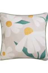 Fusion 'Daisy' Soft Touch Daisy Print Velvet Filled Cushion in Natural - Size: 43 cm x 43 cm - thumbnail 2
