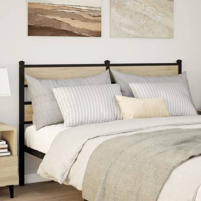 Berkfield Home Headboard Sonoma Oak 135 cm Iron & Engineered Wood in Brown - image 1