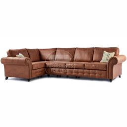 Furnishings For Less UK Oakland Tan Chesterfield 5 Seater L Shape Large Corner Sofa