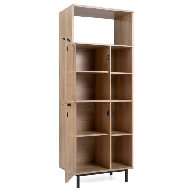 VOGREX 5 Cube Rattan Door Storage Cabinet Open Top Metal Legs in Beige - image 1
