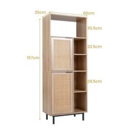 VOGREX 5 Cube Rattan Door Storage Cabinet Open Top Metal Legs in Beige - thumbnail 2