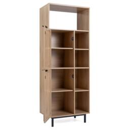 VOGREX 5 Cube Rattan Door Storage Cabinet Open Top Metal Legs in Beige