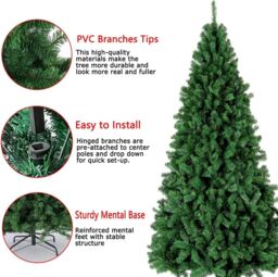 AKA 5ft Christmas Tree with Stand Bushy Artificial Xmas Tree Home Decor in Green - Size: 150 cm x 60 cm - thumbnail 4