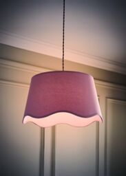 ValueLights Mabel Linen Large 30cm Scallop Edge with Trim Lamp Shade with Bulb in Lilac - thumbnail 2