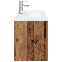 Berkfield Home Sink Cabinet with Built-in Basin Old Wood Engineered Wood in Brown - thumbnail 7