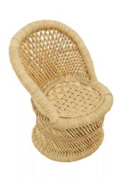 Orsina Comfortable Natural & Grey Chair & Stool, Handwoven Rattan Design Armchair, Bamboo Chair in Beige - thumbnail 5