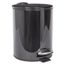 Harbour Housewares Round Bathroom Pedal Bin - 5L Stainless Steel Slim Rubbish Dustbin in Black
