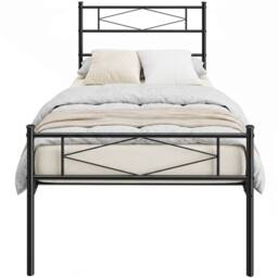 HOMCOM 3ft Single Bed Frame with Steel Slat Support, Noise-Free, Black - thumbnail 2