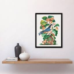 Artery8 Nuthatch Bird Hazel Oak & Bramble Bolton Framed Wall Art Print - Size: A4 - thumbnail 4