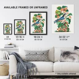Artery8 Nuthatch Bird Hazel Oak & Bramble Bolton Framed Wall Art Print - Size: A4 - thumbnail 3