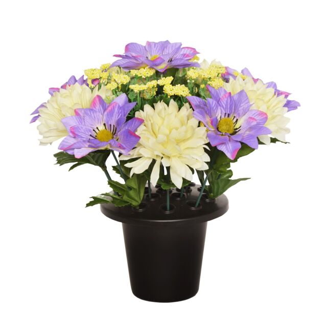 Sincere Floral Artificial Flower Memorial Graveside Rose Bowl in Lilac