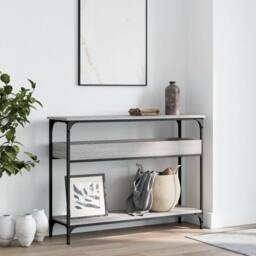 Berkfield Home Decorative Console Table with Shelf Grey Sonoma 100x29x75cm Engin - Size: 100 x 29 x 75 cm - thumbnail 1