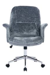 Living and Home Chenille Upholstered Swivel Office Chair with Armrests Vanity Chair in Blue - thumbnail 2