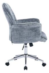 Living and Home Chenille Upholstered Swivel Office Chair with Armrests Vanity Chair in Blue - thumbnail 4