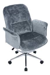 Living and Home Chenille Upholstered Swivel Office Chair with Armrests Vanity Chair in Blue - thumbnail 3