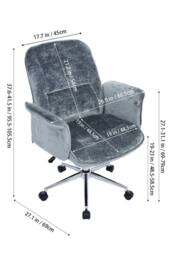 Living and Home Chenille Upholstered Swivel Office Chair with Armrests Vanity Chair in Blue - thumbnail 8