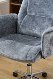 Living and Home Chenille Upholstered Swivel Office Chair with Armrests Vanity Chair in Blue - thumbnail 6