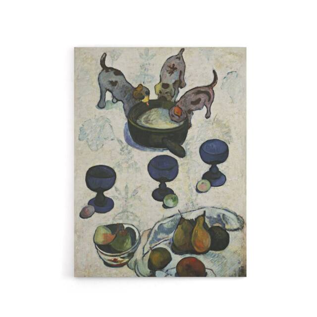 "Artery8 Still Life with Three Puppies Paul Gauguin Canvas Wall Art Print in White - Size: W12"" x H16""" - image 1