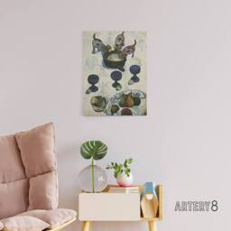"Artery8 Still Life with Three Puppies Paul Gauguin Canvas Wall Art Print in White - Size: W12"" x H16""" - thumbnail 3