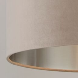 Lighting Collection Taupe Velvet Drum Shade Silver Inner D38Cm Lamp Shade - thumbnail 4