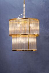 Orsina Large Grey Bell Shaped Pendant Light, Hanging Light for Dining Room or Kitchen, Ceiling Light Fixture in Gold - thumbnail 3