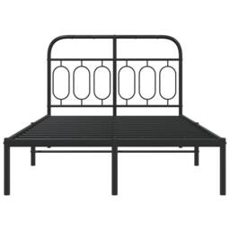 Berkfield Home Metal Bed Frame without Mattress with Headboard Black 120x200cm - Size: Small Double - thumbnail 4