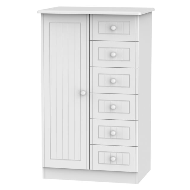 Ready Assembled 2 U Lancaster 1 Door 5 Drawer Childrens Wardrobe (Ready Assembled) in White