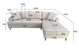 DS Living The Milano Edge 3 Seater Right Hand Corner Sofa in Beige - thumbnail 6