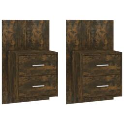 Berkfield Home Suitable Wall-mounted Bedside Cabinets 2 pcs Smoked Oak in Brown - thumbnail 3