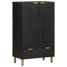 Berkfield Home Highboard Black 60x33x100 cm Engineered Wood - Size: 60 x 33 x 100 cm - thumbnail 2