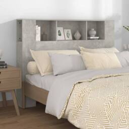 Berkfield Home Headboard Cabinet Concrete Grey 140x18.5x104.5 cm - thumbnail 2