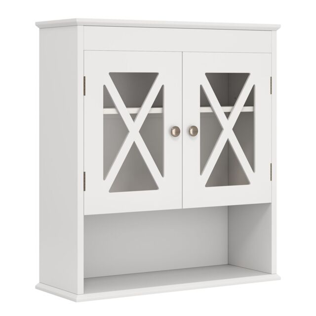 Gymax Bathroom Cabinet Wall Mounted Medicine Cabinet With Adjustable Shelf in White - image 1
