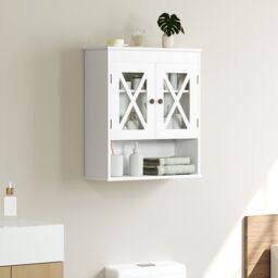 Gymax Bathroom Cabinet Wall Mounted Medicine Cabinet With Adjustable Shelf in White - thumbnail 4
