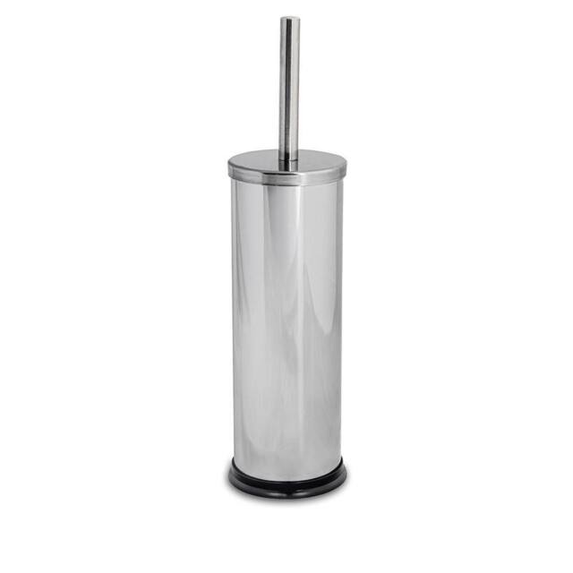 Harbour Housewares Round Toilet Brush & Holder - Cleaning Brush Set with Non Slip Base in Silver - image 1
