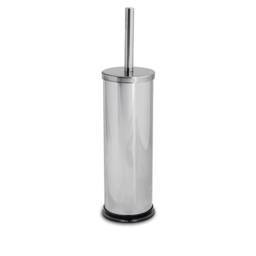 Harbour Housewares Round Toilet Brush & Holder - Cleaning Brush Set with Non Slip Base in Silver - thumbnail 1