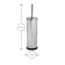 Harbour Housewares Round Toilet Brush & Holder - Cleaning Brush Set with Non Slip Base in Silver - thumbnail 3
