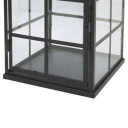 Wyld and Coco Black Metal Lantern 27 cm Glass Panels and Handle Scandinavian Style - thumbnail 7