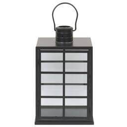 Wyld and Coco Black Metal Lantern 27 cm Glass Panels and Handle Scandinavian Style - thumbnail 5