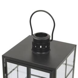 Wyld and Coco Black Metal Lantern 27 cm Glass Panels and Handle Scandinavian Style - thumbnail 6